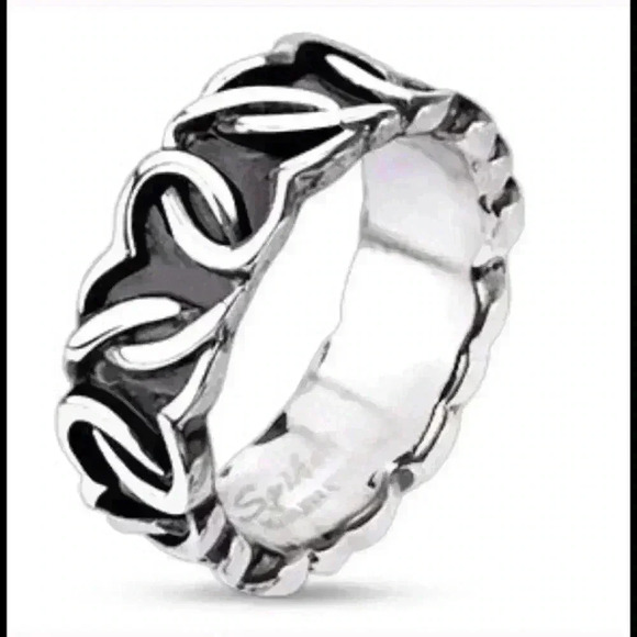 RESTOCK**. Stainless Continual Hearts Ring Sizes - Picture 1 of 1